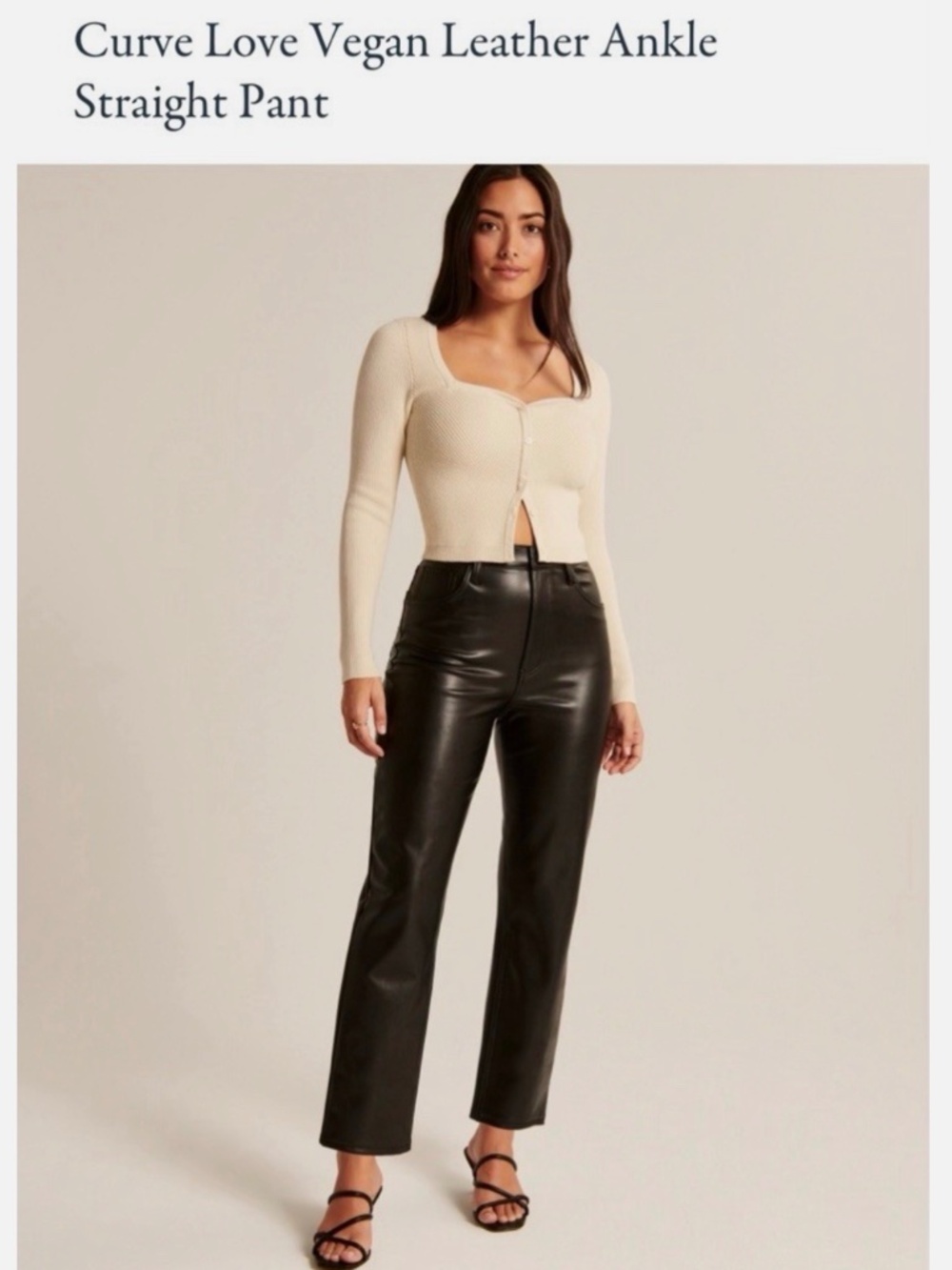 Abercrombie Curve Love - Vegan Leather - Ankle Straight Ultra High Rise- Blk 26R